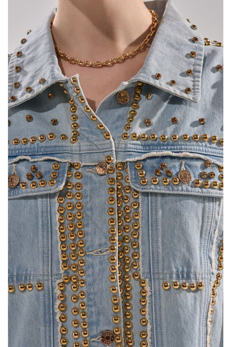 SABLE-DENIM STUDDED JACKET - DENIM / S / DENIM, Alternate, color, DENIM