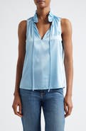 Ramy Brook Ayana Ruffle Split Neck Sleeveless Top
