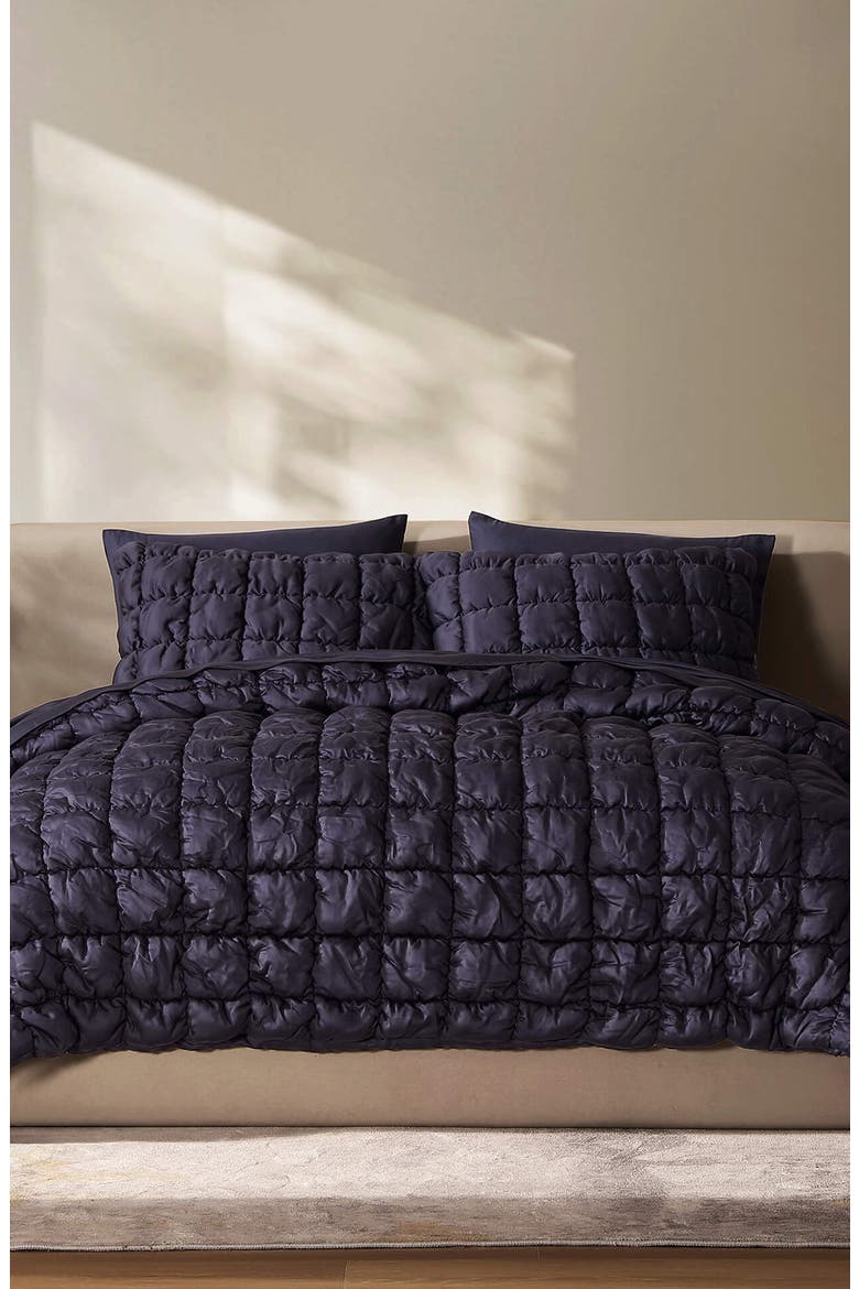 Puff Squares Set of 2 Pillow Shams, Alternate, color, BARITONE BLUE