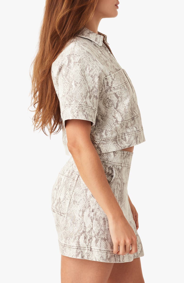 Habitual Snakeskin Print Denim Crop Top, Alternate, color, 