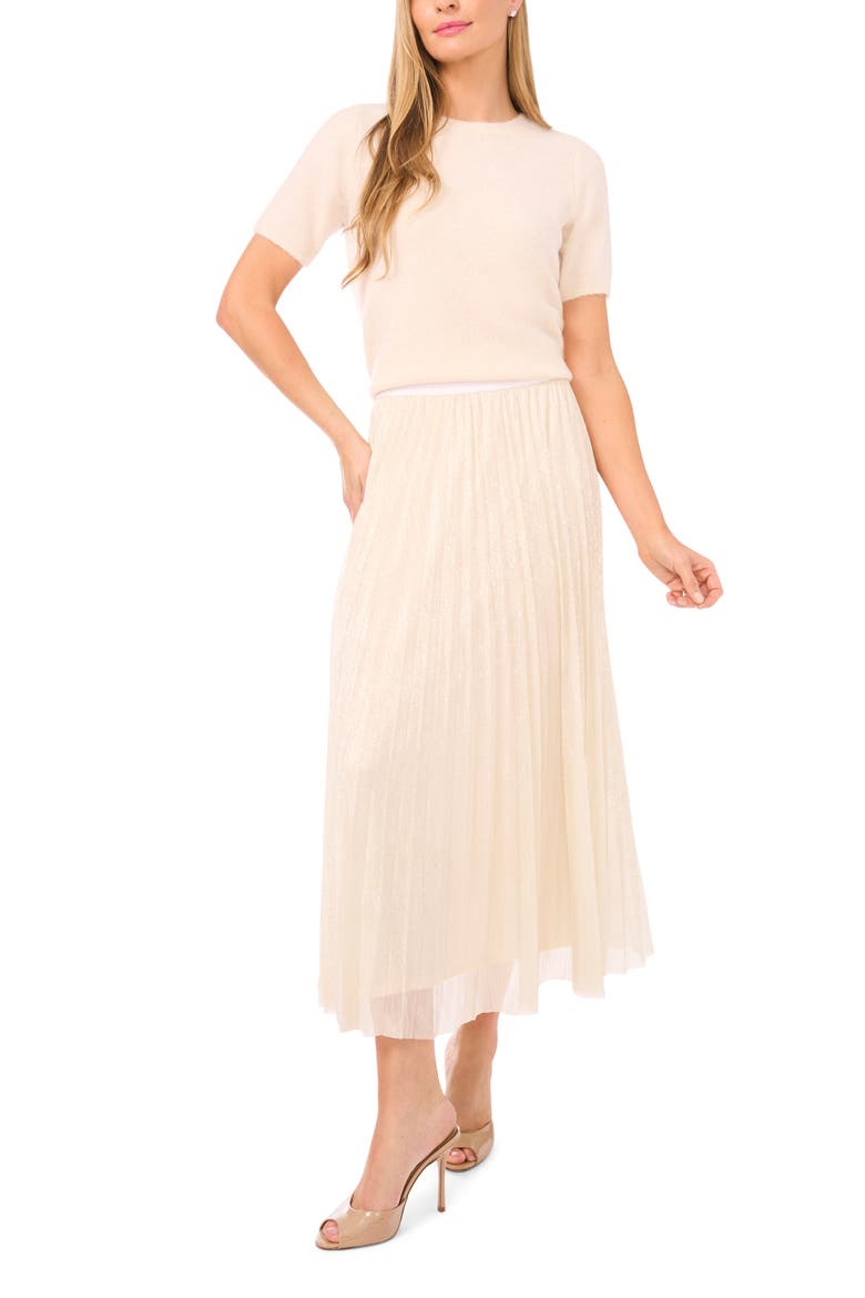 Metallic Pleated Skirt, Alternate, color, SOFT GOLD