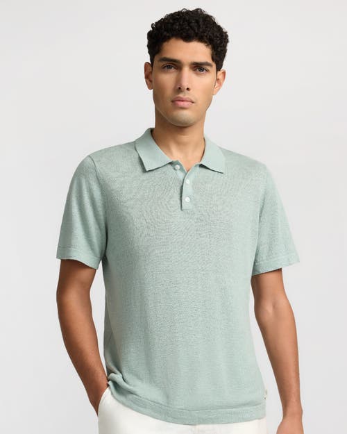Onia Linen Sweater Polo In Green
