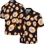 PLEASURES Men's PLEASURES  Black Seattle Mariners Flame Fireball Button-Up Shirt
