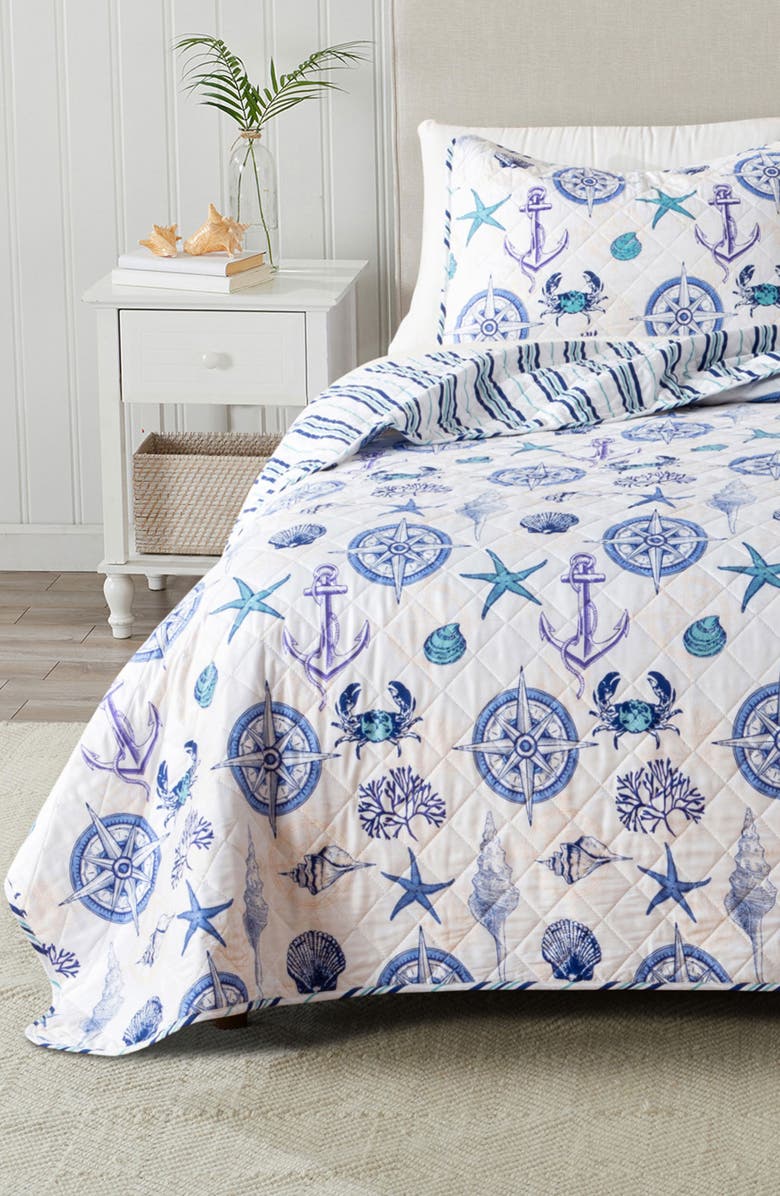 Woven & Weft Nautical Reversible Microfiber Quilt Set, Alternate, color, Nautical Motif
