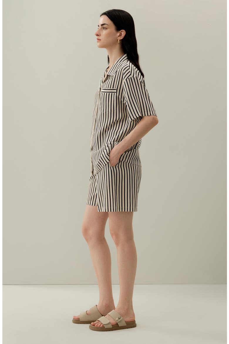 Women's Striped Silk Cuban Collar Shirt, Alternate, color, Ink Stripe