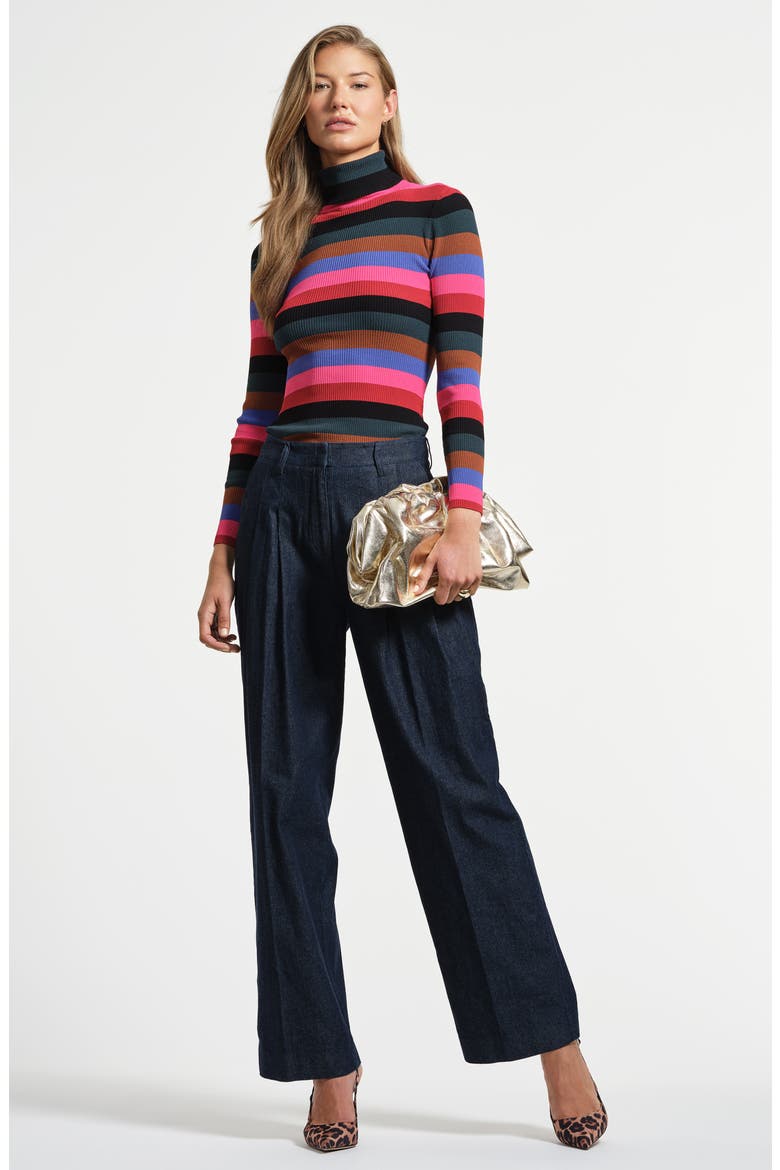 Stripe Turtleneck Rib Sweater, Alternate, color, MULTI STRIPE