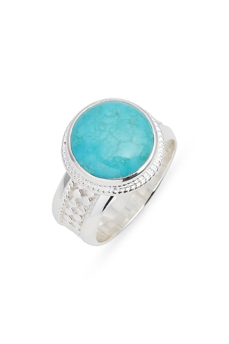 Turquoise Cocktail Ring, Main, color, SILVER