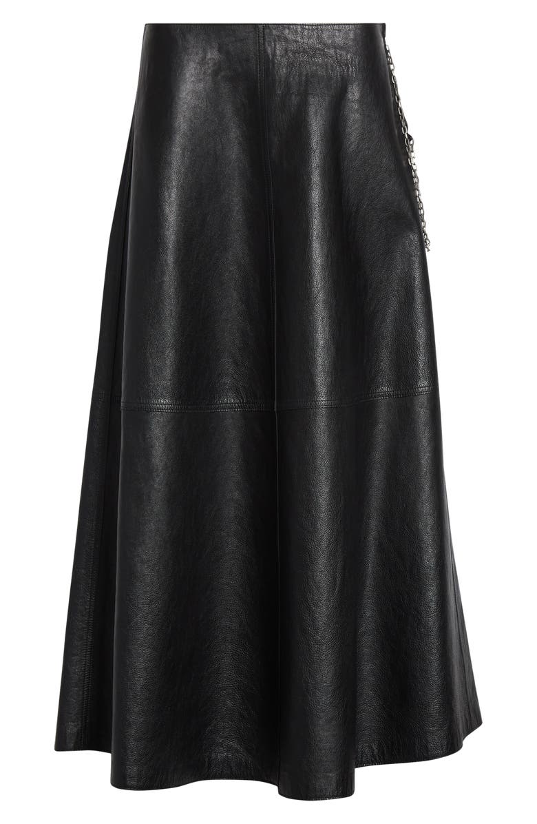 Alexander Wang Chain Zip Leather Skirt, Alternate, color, Black