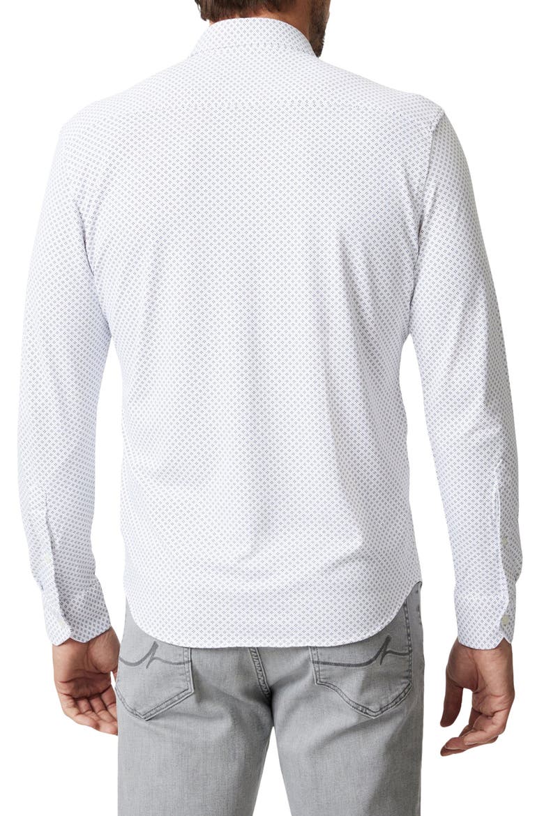 Modern Fit Diamond Dot Tech Button-Up Shirt, Alternate, color, WHITE