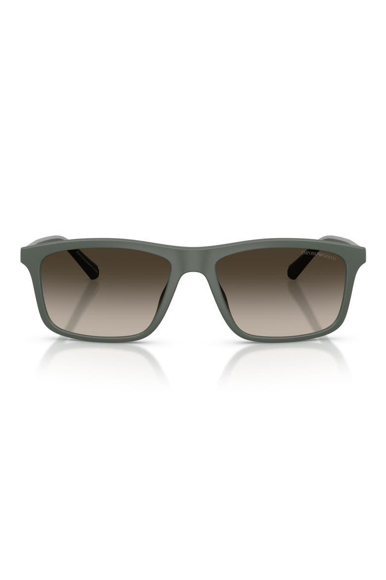 57mm Gradient Pillow Sunglasses, Main, color, MATTE GREEN / GRADIENT BROWN