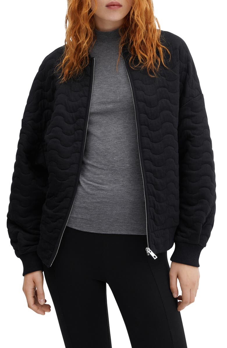 MANGO Oversize Quilted Bomber Jacket, Main, color, 