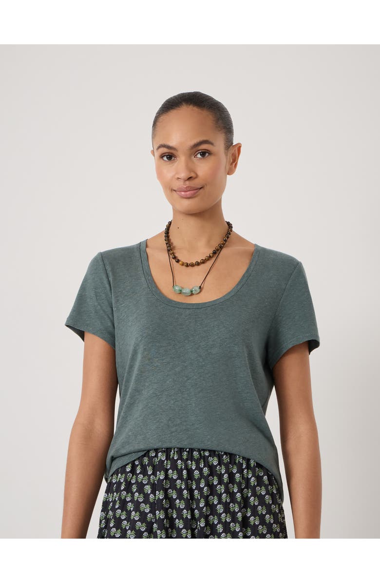 Hush Briar Linen Blend Scoop Neck T-Shirt, Main, color, Sage Green