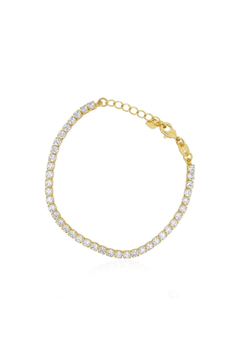 CZ Tennis Bracelet, Main, color, Gold Plated Sterling Silver