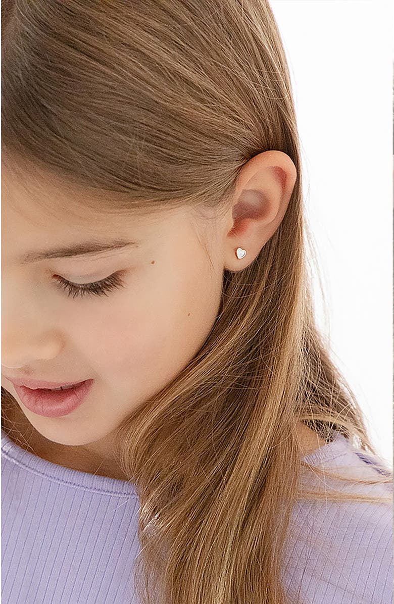 In Season Jewelry 14k Mother of Pearl Heart Earrings, Alternate, color, White