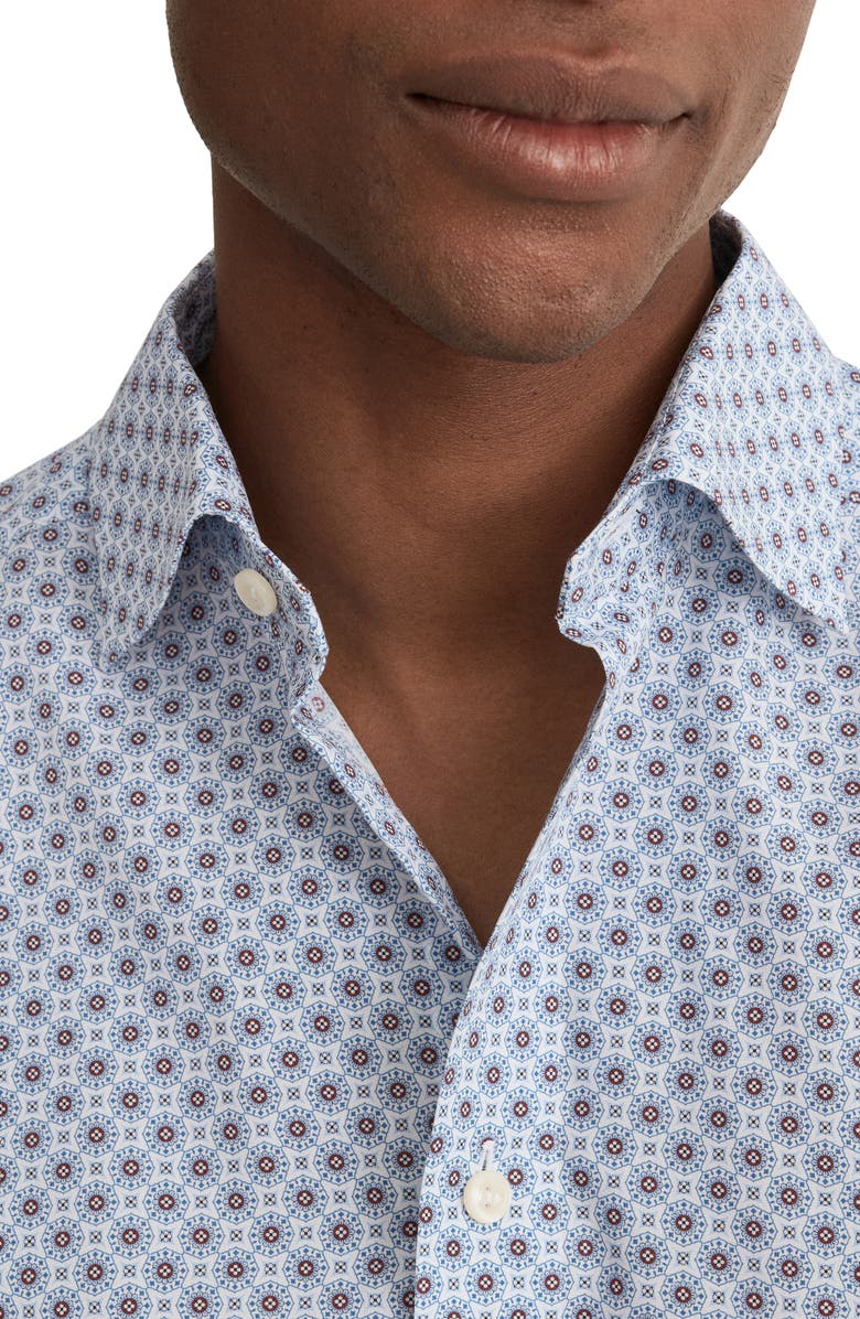 Eton Slim Fit Diamond Geometric Print Dress Shirt, Alternate, color, Dark Blue