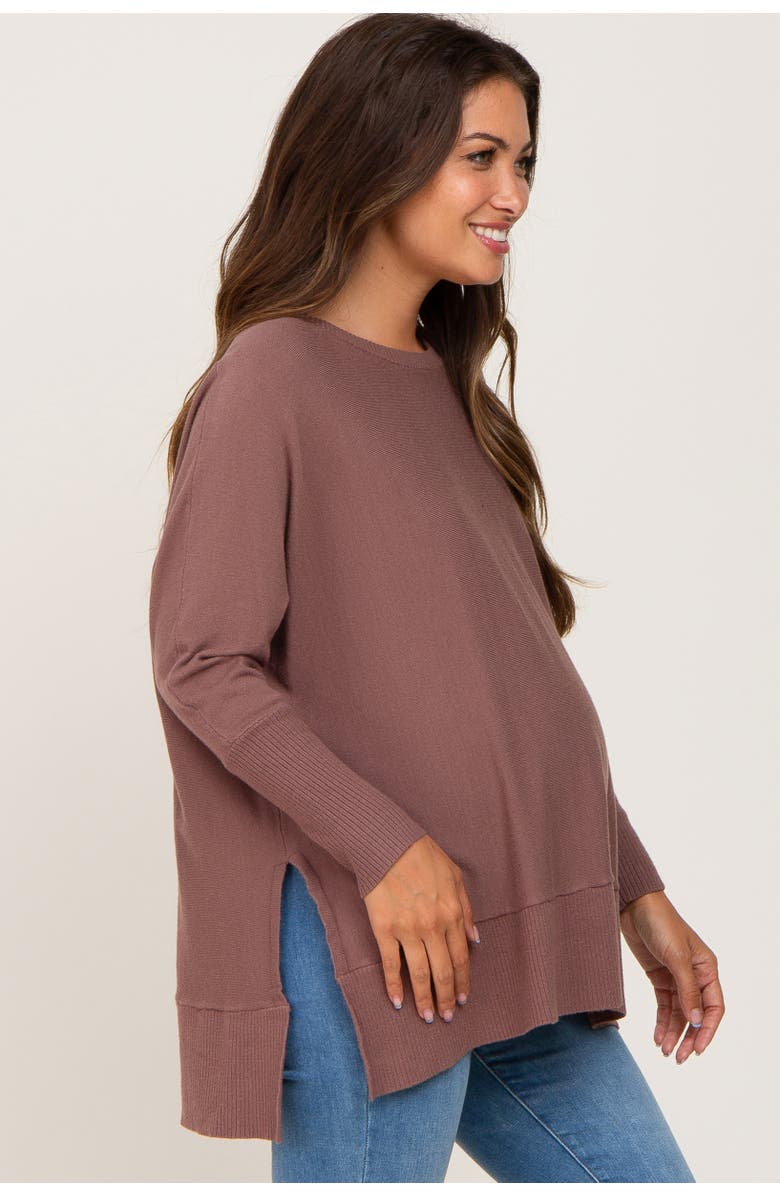 PinkBlush Dolman Sleeve Side Slit Sweater, Alternate, color, Mocha