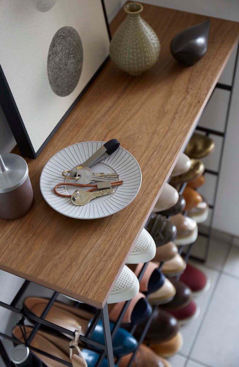 Yamazaki 6-Tier Wood Top Shoe Rack, Alternate, color, Black