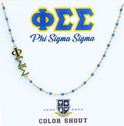 Color Shout Phi Sigma Sigma Greek Letter Side Set Necklace