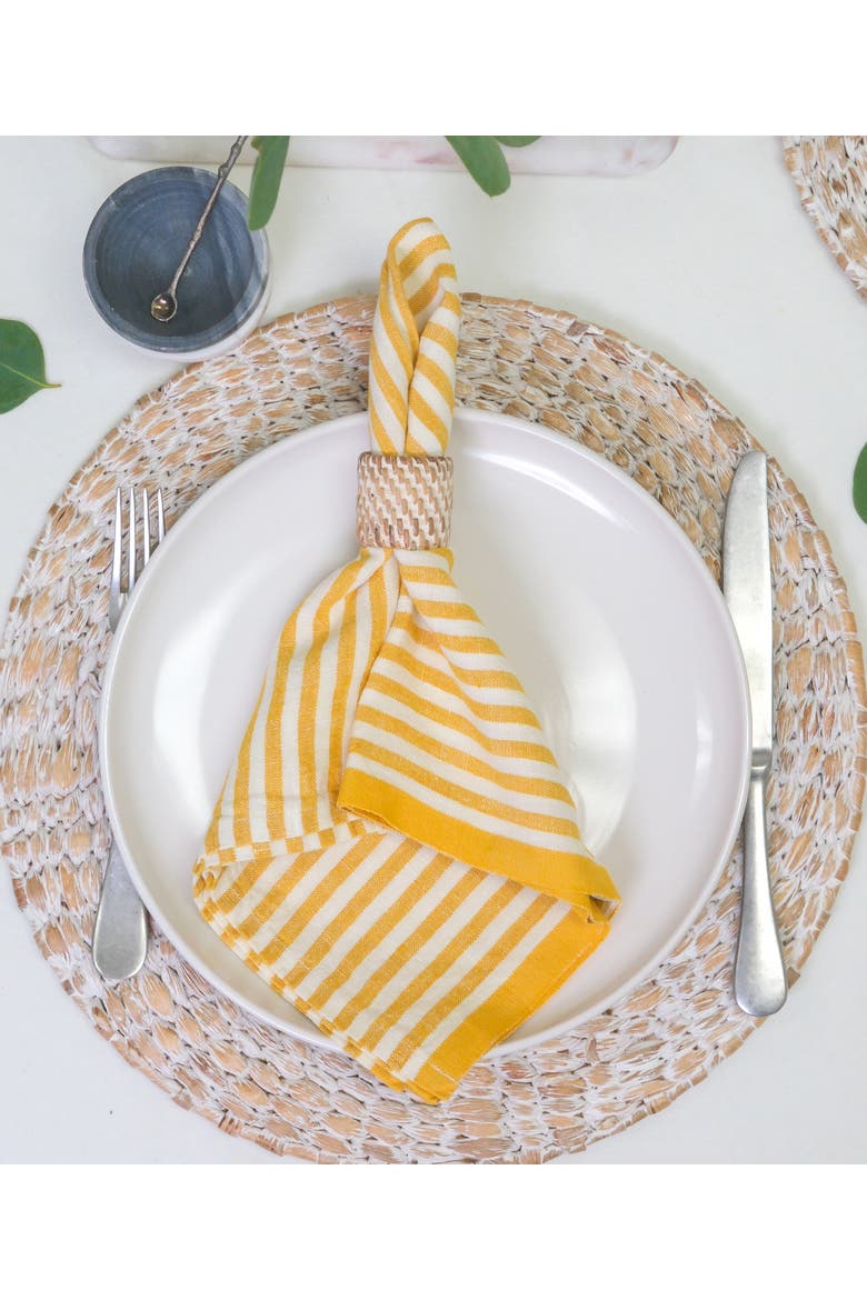 Ticking Stripe Napkins - Set of 4, Alternate, color, Mustard 20" x 20"