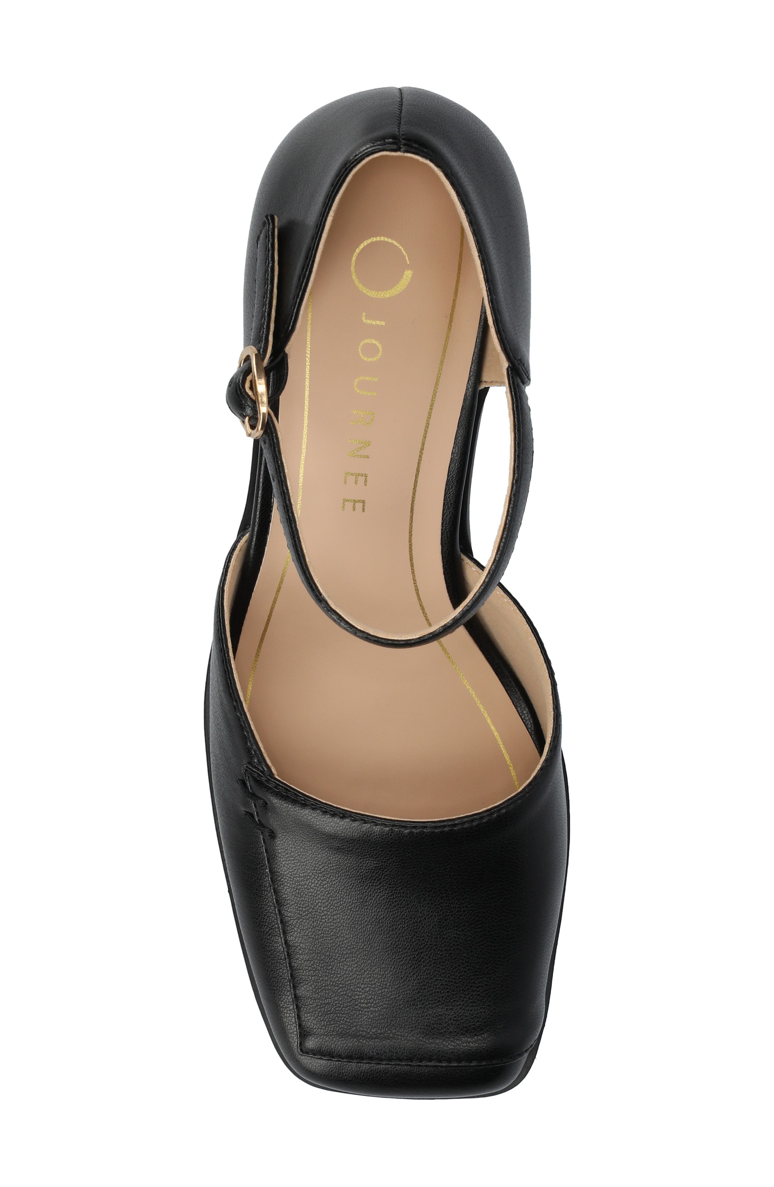 Journee Collection Evangeline Block Heel Pump, Alternate, color, Black Pu