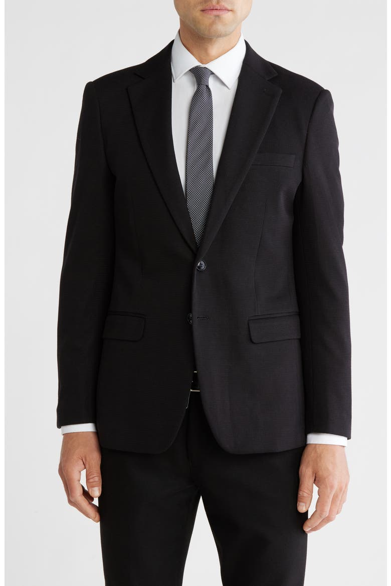 Solid Slim Fit Blazer, Main, color, BLACK
