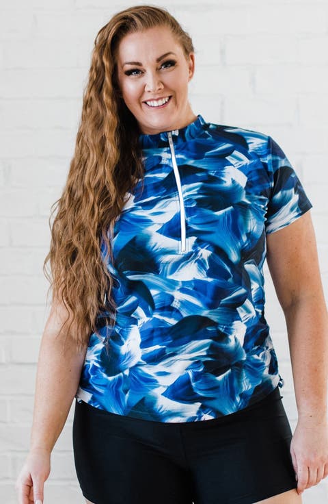 Plus Size Half-Zip Adele Swim Top