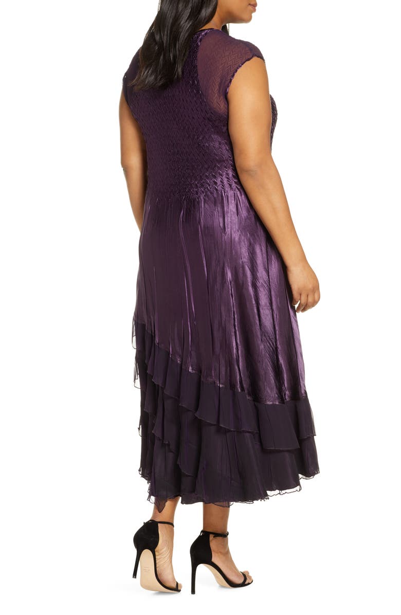 Komarov Ombré Tiered Hem Cocktail Dress with Chiffon Jacket, Alternate, color,