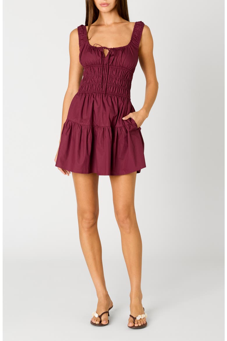 Salt Cotton Mini Sundress, Main, color, PLUM