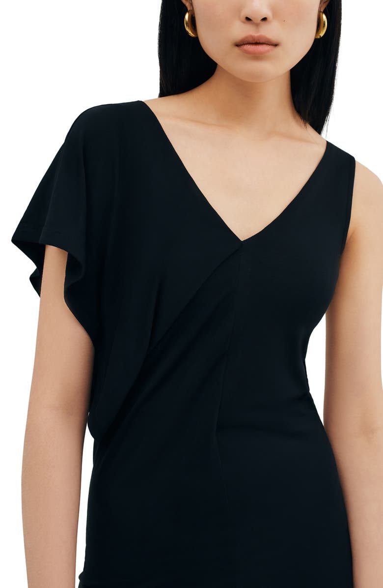 Two Lines by Marcella Tulum Asymmetric Maxi Dress, Alternate, color, Black