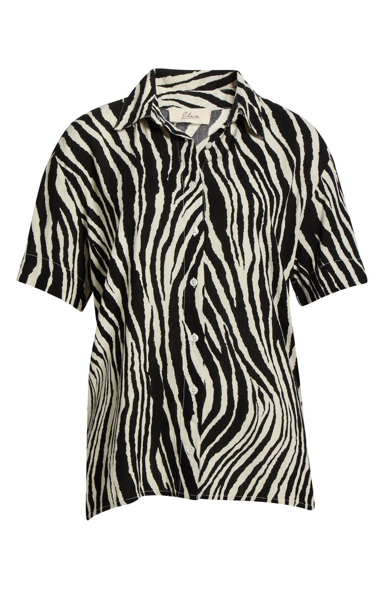 Elan Short Sleeve Button-Up Cover-Up Shirt, Alternate, color, Black Zebra