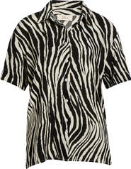Elan Short Sleeve Button-Up Cover-Up Shirt