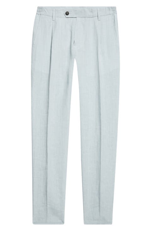 Pleated Tapered Linen Pants