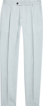 Eleventy Pleated Tapered Linen Pants