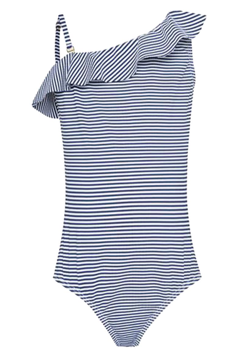 Kids' Emma Ruffle One-Shoulder One-Piece Swimsuit, Main, color, ANCHOR