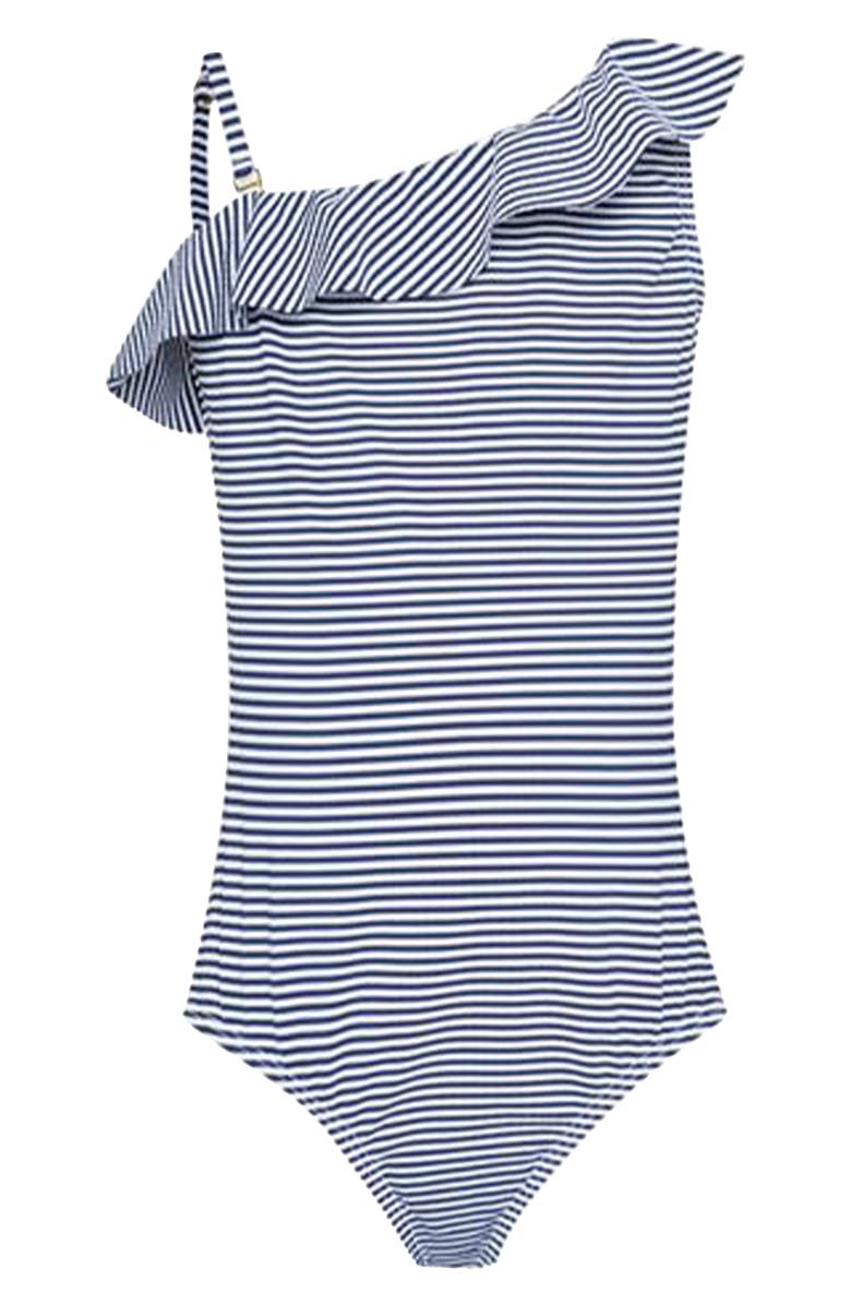 PQ SWIM Kids
 Emma Ruffle One-Shoulder One-Piece Swimsuit, Main, color, 