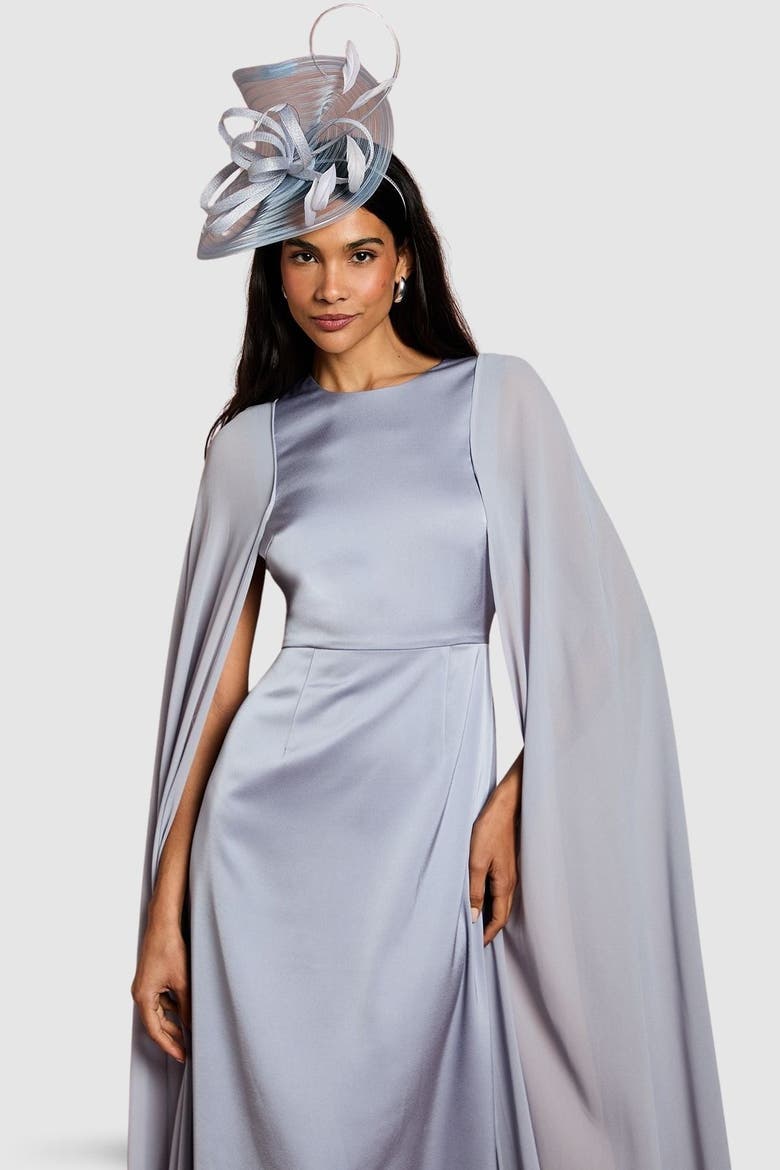 Sleeveless Cape Maxi Dress, Alternate, color, Pale Blue