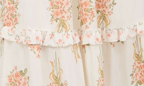 August Sky Floral Bow Strap Maxi Dress In Apricot Multi