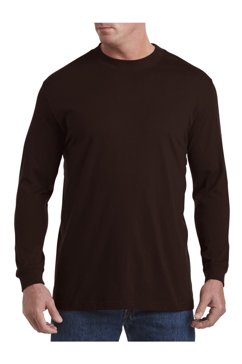 Big & Tall Moisture-Wicking Long-Sleeve Shirt, Main, color, JAVA
