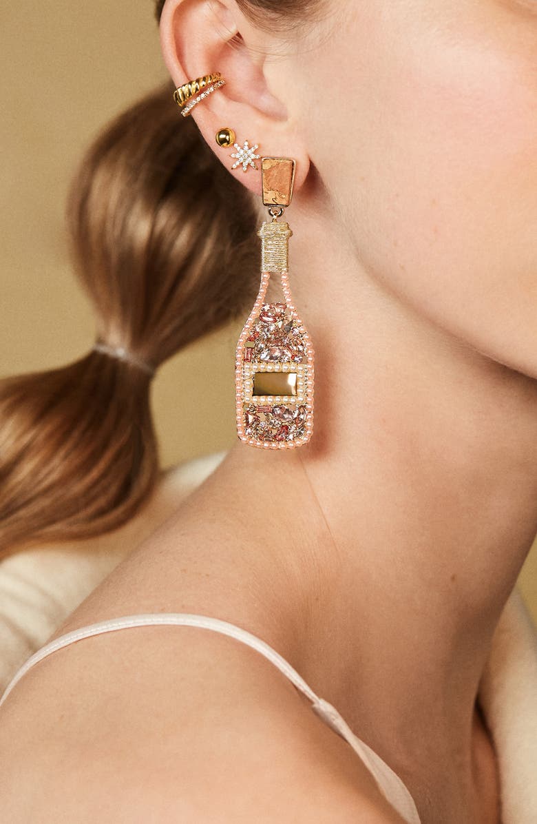 BaubleBar Rosé Bottle Drop Earrings, Alternate, color, 