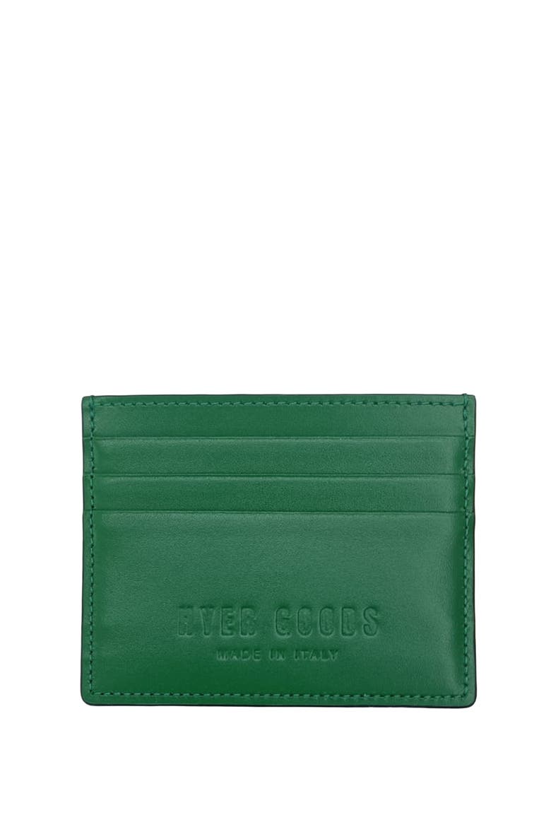 Upcycled Italian Leather Certo Card Wallet, Main, color, Green