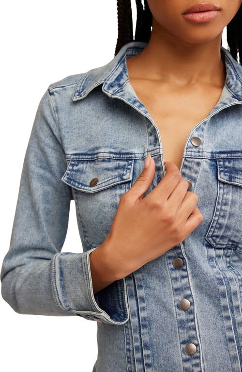 Free People Roadhouse Long Sleeve Denim Shirtdress In On The Road Rinse