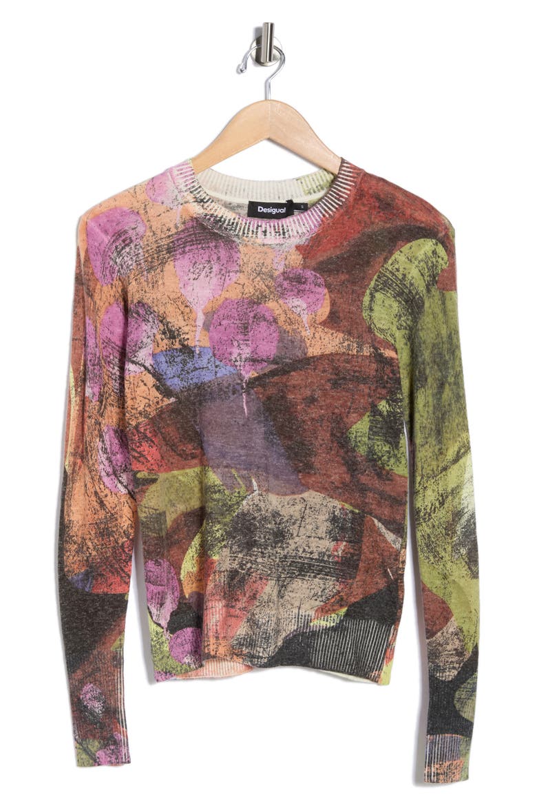 Thin Gauge Crewneck Sweater, Alternate, color, PINK