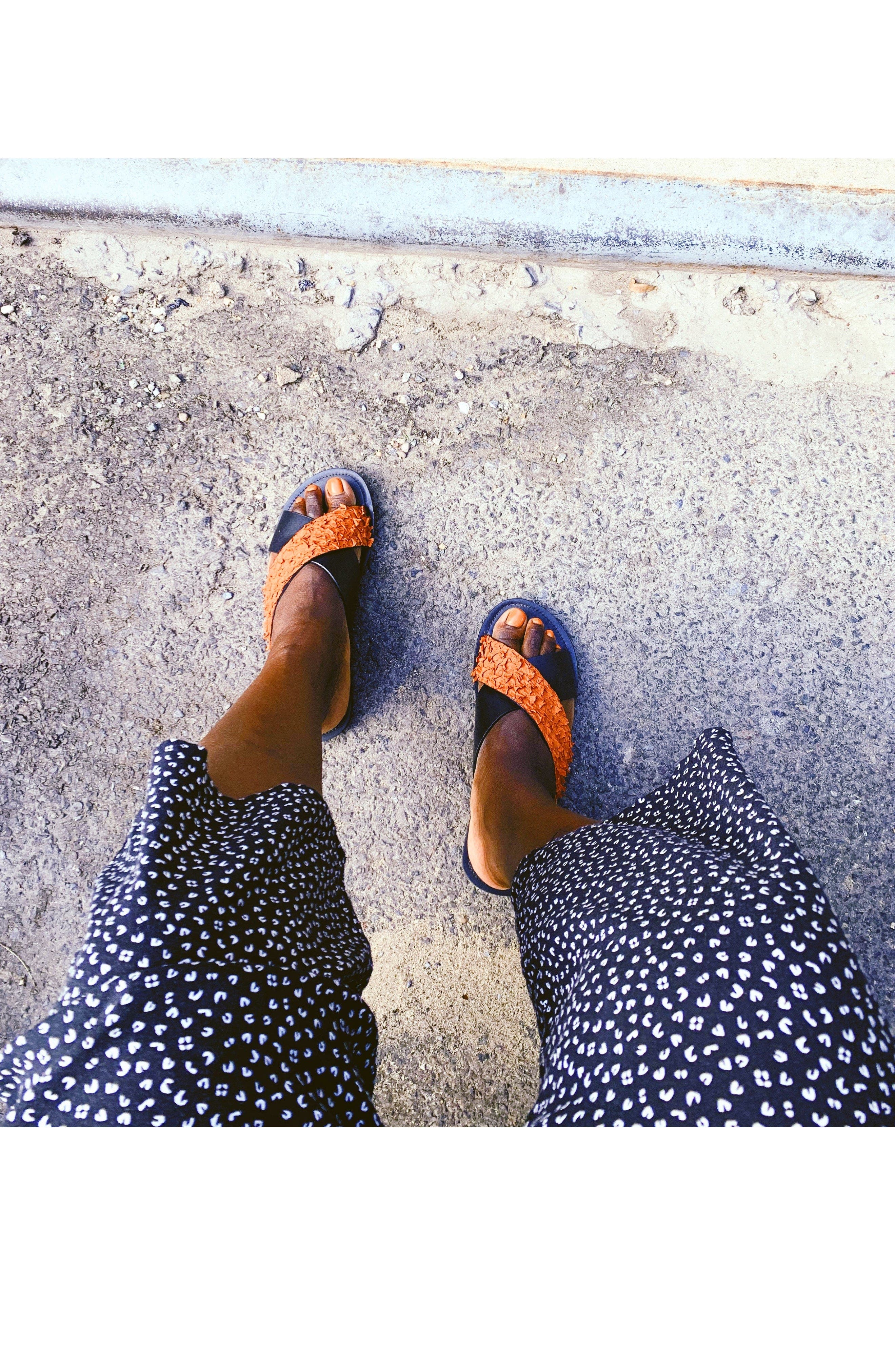 Sarep + Rose Pike Leather Sandal, Alternate, color, Black And Orange