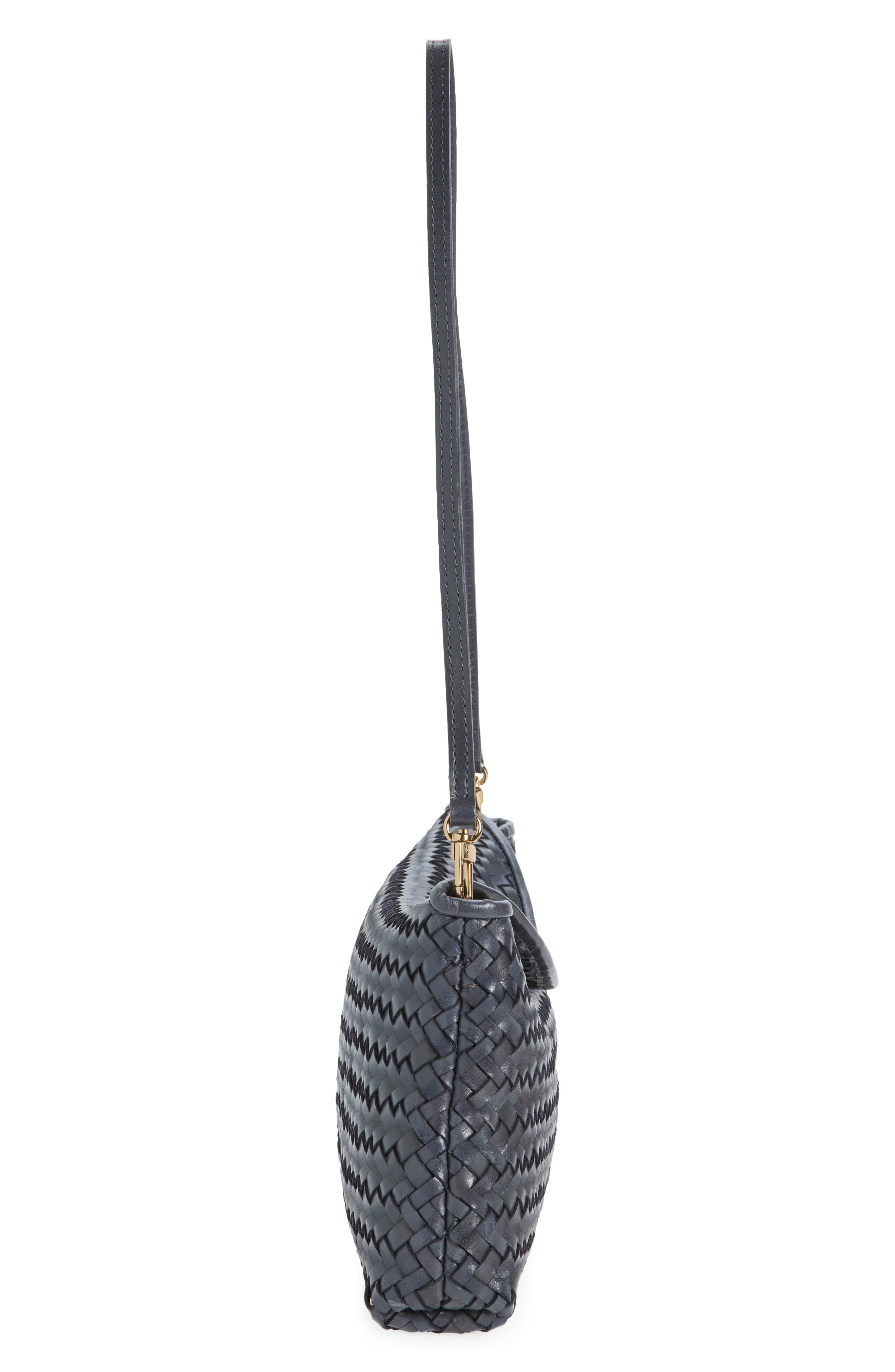 The Signature Woven Leather Clutch, Alternate, color, NIGHTTIME
