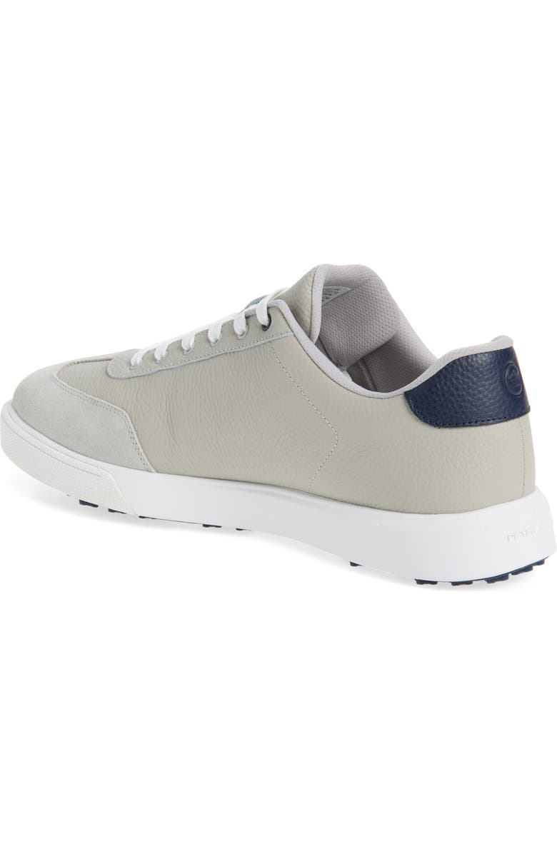 Peter Millar Drift Hybrid Water Resistant Leather Golf Shoe, Alternate, color, Warm Grey/ Navy