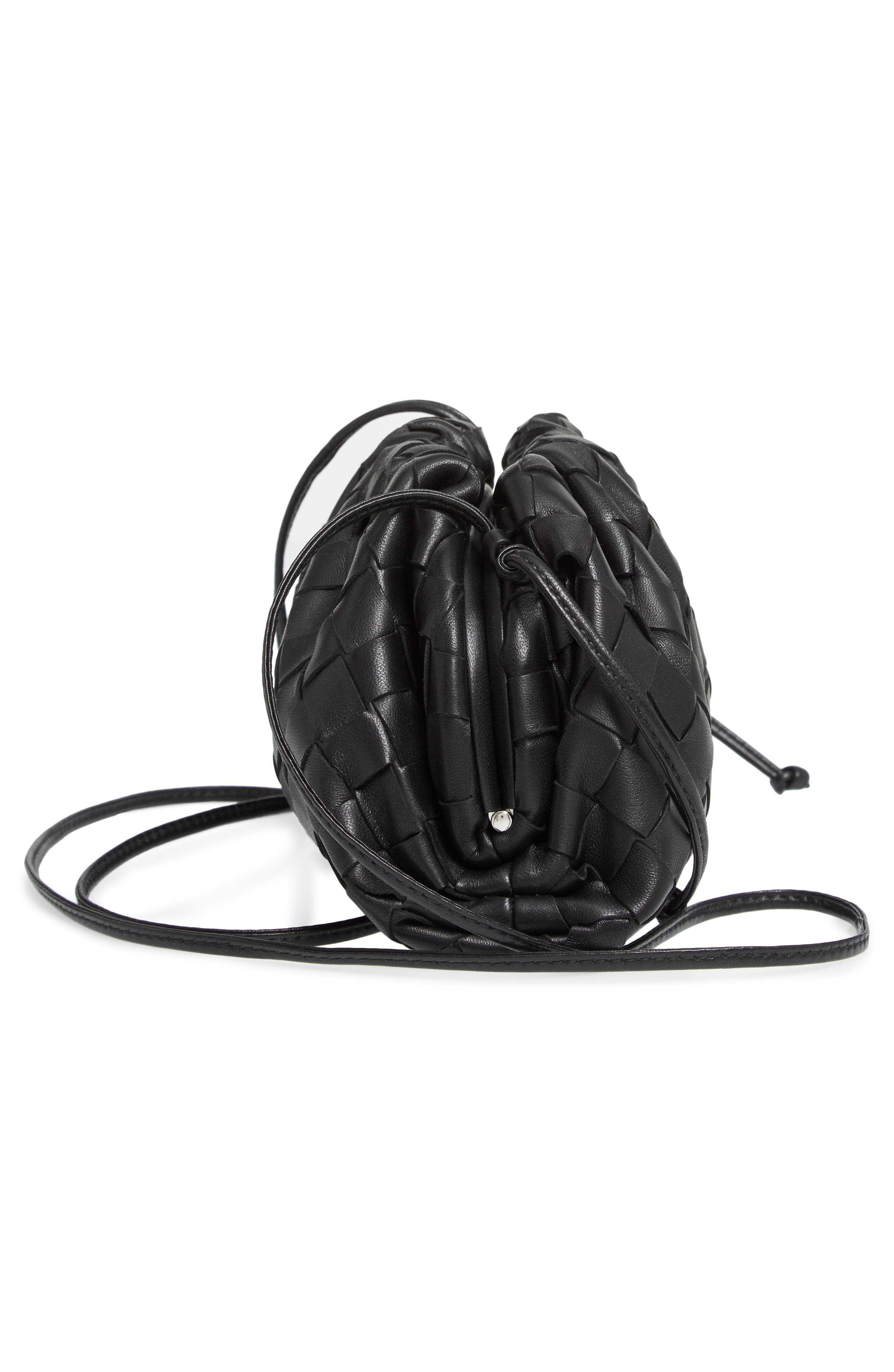 Bottega Veneta Small The Pouch Leather Clutch, Alternate, color, Nero/ Silver