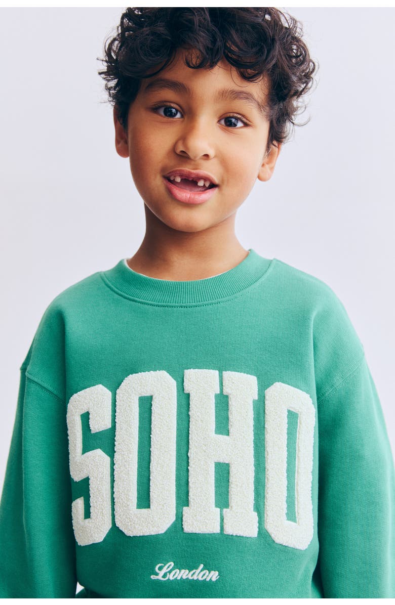 H&M Printed Crew-neck Sweatshirt, Alternate, color, Green/Soho