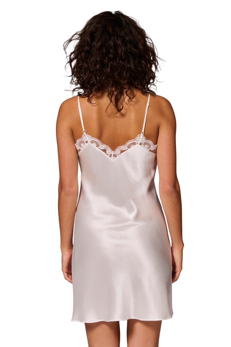 Love Me Night Lace Trim Silk Blend Chemise, Alternate, color, IVORY