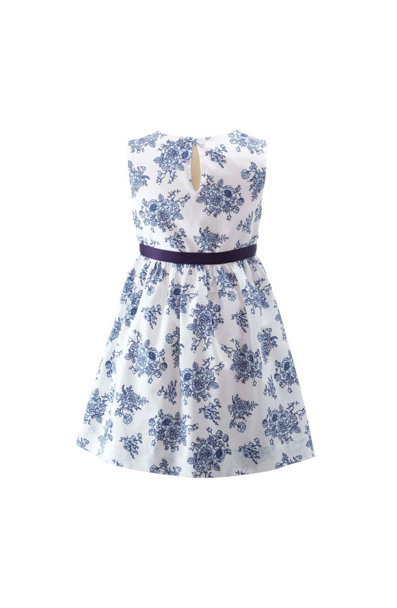 Rachel Riley Floral Toile Dress, Alternate, color, Navy