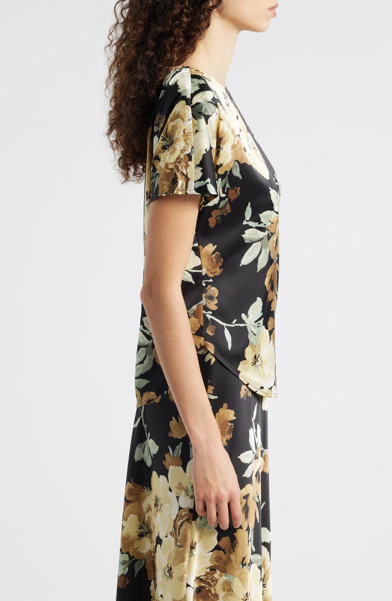 Anne Klein Floral Print Bateau Neck Top, Alternate, color, Anne Black Multi